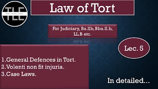 Volenti non fit injuria  General Defences in Tort  Law of tort  Lecture 5 [upl. by Gnilsia]