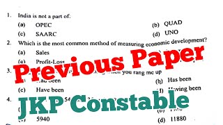 JKP Constable Previous Paper  What questions were asked in Constable Previous year paper  JKSSB [upl. by Sax170]