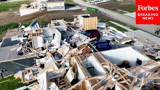 Drone Footage Captures Major Damage In Elkhorn Nebraska Caused By Tornado [upl. by Notsnarc142]