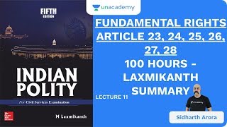 L11 Fundamental Rights  ARTICLE 23 24 25 26 27 28  100 Hours  Laxmikanth Summary  UPSC CSE [upl. by Eikram]