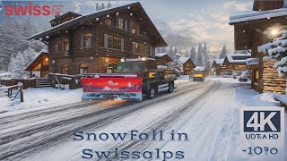 Switzerland Snowfalling in most beautyfull village Kandersteg Walkingtour✨️ [upl. by Argyle]