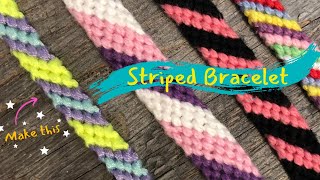 How to Make a Diagonal Striped Friendship Bracelet  DIY Easy Thread Friendship Bracelet Tutorial [upl. by Elleinnod]