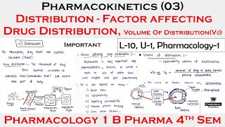 Pharmacokinetics 03  Distribution  factor affecting drug distribution  volume of distribution [upl. by Eeslehc155]