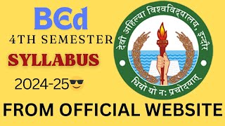 BED FOURTH SEMESTER SYLLABUS BED SYLLABUS davvindore [upl. by Mauer]