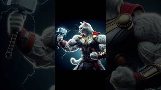 Muscular white cat Hollywood movie Thor inspired cat cute kucing catsmovie catsworld catniss [upl. by Etnoek636]