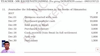 Journalise the following transactions in the books of Himanshu  Journal entry solved problem 11 [upl. by Coffeng286]