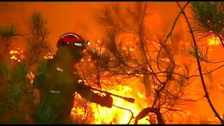 Bei um die 43°C Waldbrände in Portugal und Spanien außer Kontrolle [upl. by Ryter]