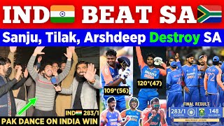 IND🇮🇳 2831 Destroy SA🇿🇦 amp Won T20 Seeies 31 🥳  Sanju 109 Tilak 120  Pak Public Reaction [upl. by Ameekahs]