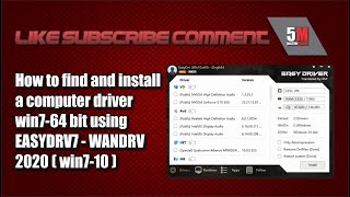 How to find and install a computer driver Win764 bit using Easydrv7 WanDrv 2020 win710 [upl. by Arraet887]