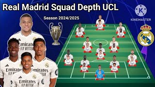 Squad Depth Real Madrid UEFA Champions League 20242025  With Bellingham amp Mbappe Update 5 August [upl. by Iror]