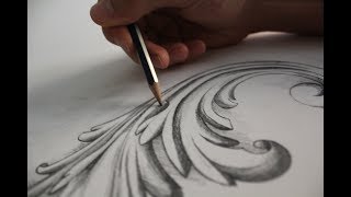 Visual Art  Acanthus Leaf  Speed Drawing [upl. by Aniled]