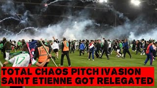 TOTAL CHAOS AFTER FINAL PENALTY SAINT ETIENNE RELEGATED  PITCH INVASION  Saint etienne vs auxerre [upl. by Lissak]