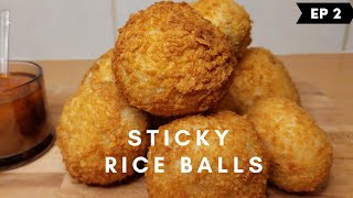 STICKY RICE BALLSSIMPLE amp DELICIOUS RICE BALLS WITH GLUTINOUS RICE ARACINI BALLSRICE BALLS RECIPE [upl. by Elleina241]