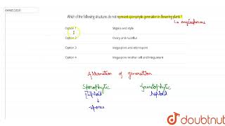 Which of the following structures do not represent sporophytic generation in flowering plants [upl. by Viquelia]