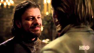 HBOs quotA Game of Thronesquot Ned and Jaime meet — TheOneRingnet [upl. by Irreg362]