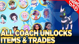 Shiny Blitzle All League Coach Unlocks Trades amp Items in Pokemon Indigo Disk [upl. by Nilcaj]