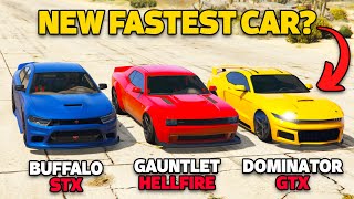 GTA 5 Online BUFFALO STX VS HELLFIRE VS DOMINATOR GTX NEW FASTEST MUSCLE CAR [upl. by Odraner]