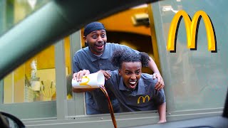 We Pretended To Work At McDonalds Drive Thru Fake Employee Prank [upl. by Aivatnwahs]