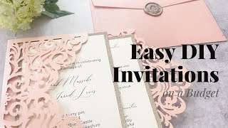 How To Make Quick and Easy DIY Wedding Invitations Using A Blank Laser Cut Pocket  Budget Wedding [upl. by Isoais]