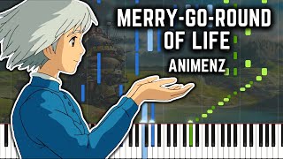 Animenz MerryGoRound of Life  Howls Moving Castle Piano Tutorial  Synthesia [upl. by Trauner]