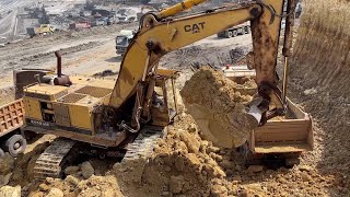 Old Hero in Action Caterpillar 245B Excavator with Over 120000 Working Hours Loading Overburden [upl. by Adyeren]