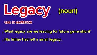 Legacy meaning in Hindi Urdu  learning english vocabulary with us [upl. by Savick475]