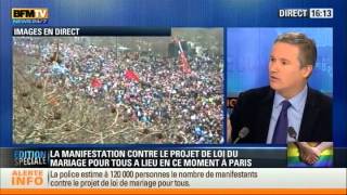 Nicolas DupontAignan sexprime durant la Manif Pour Tous contre le Mariage Gay 130113 BFM TV [upl. by Waddell996]