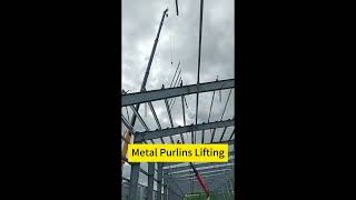 Metal Purlin Lifting Installation  Steel Workshop Building Roof Purlin Alternative DIMond amp Lysaght [upl. by Aicargatla]