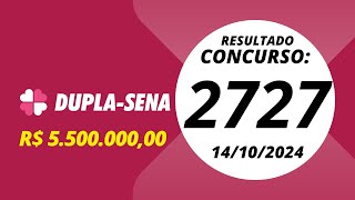 Dupla Sena Resultado das Loterias Concurso 2727 14102024 resultadoduplasena duplasenahoje [upl. by Berard]