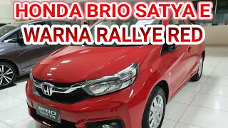 HONDA BRIO SATYA E MT  WARNA RALLYE RED  INFO PEMESANAN HONDA JABOTABEK 081219917661 INDRA [upl. by Vins]