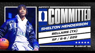 WATCH 5star SF Shelton Henderson commits to Duke  No 15 overall prospect [upl. by Alim]