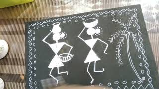 6Warli Painting tutorial how to paint waril Painting tribal art [upl. by Hedaza]