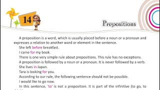 Ch 14 Prepositions English Grammar Class 5 [upl. by Rudwik996]