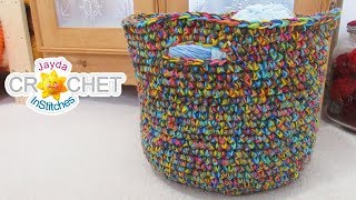 Big Beautiful Basket  What To Do With Variegated Yarn [upl. by Nnail]