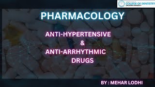 Pharmacology Antihypertensive and Antiarrhythmic Drugs Ziauddin Dental College [upl. by Joh]