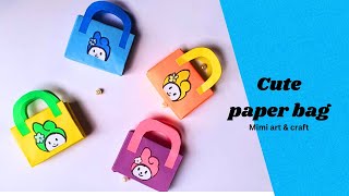 How to make a cute bag with paper Mini origami bag origamibag craft [upl. by Luci]