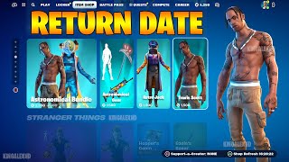 Travis Scott Skin RETURN RELEASE DATE ITEM SHOP in Fortnite Chapter 2 Remix [upl. by Ahsinelg496]