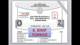 Açıköğretim Ortaokulu 6 Sınıf Türkçe Çıkmış Sorular  2019 1 Dönem [upl. by Colville]