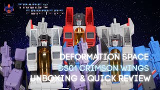 Deformation Space Crimson Wing Starscream Thundercracker Skywarp Unboxing and Quick Review [upl. by Anelam375]