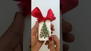 DIY Christmas Tree Gift Tag with Sparkling Ornaments amp Glitter  HandPainted Holiday Craft diy [upl. by Inalial]