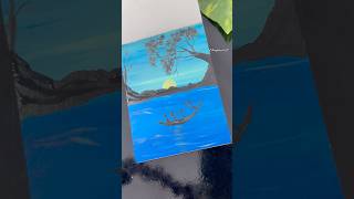 Easy night view painting video for beginners trendingshorts like subscribe Olempiaart24 [upl. by Atsillac]