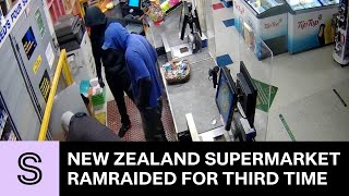 Thieves ramraid New Zealand supermarket for a third time in 90 days  Stuffconz [upl. by Pavior963]