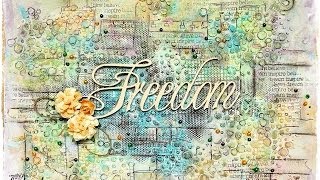 Tutorial Mixed Media Art Journal Page for Lindys Stamp Gang Freedom [upl. by Nivalc]