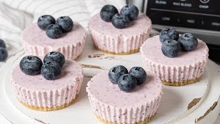 Make these in your FOOD PROCESSOR  NoBake Mini Blueberry Cheesecakes [upl. by Ruskin]