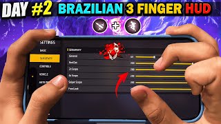 Day 2❗️Trying To Play 3 Finger Brazilian 🇧🇷 Secret 🤫 Custom HUD  FREE FIRE [upl. by Augustine152]