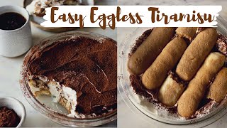 EGGLESS TIRAMISU  EGGLESS HOMEMADE LADYFINGER BISCUITS RECIPE No egg no alcohol tiramisu recipe [upl. by Mastrianni]