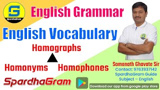 English vocabulary  Homographs Homonyms Homophones By Somnath Ghavate Sir [upl. by Rama]