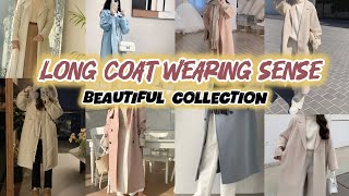 long coat wearing sense  Beautiful Korean long coat for muslim  bossy look [upl. by Engracia]