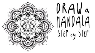 How to draw a MANDALA step by step for BEGINNERS EASY [upl. by Adrien]