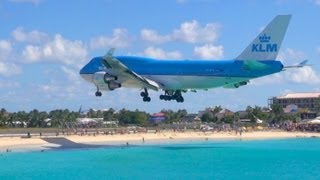 Sint Maarten KLM Boeing 747 Landing from Sonesta Maho Beach Patio HQ [upl. by Egag]